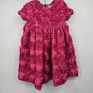 Hala Baloo Pink Rosette Satin Party Dress‎ Size 8 Girls Floral Special Occasion